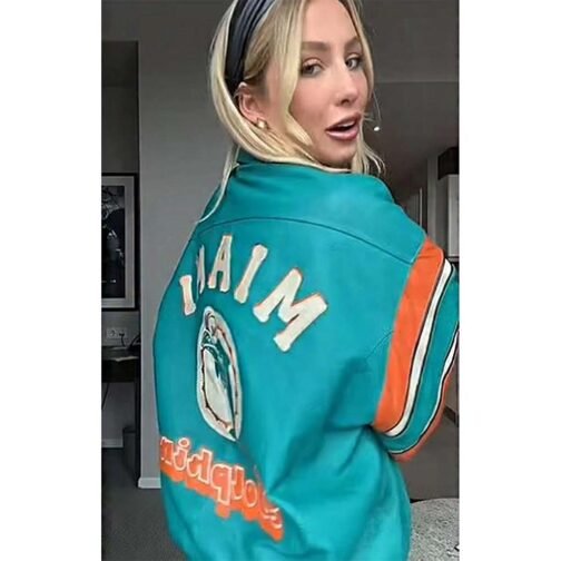 Alix Earle Miami Dolphins Leather Jacket - Image 6