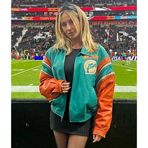 Alix Earle Miami Dolphins Leather Jacket - Image 2