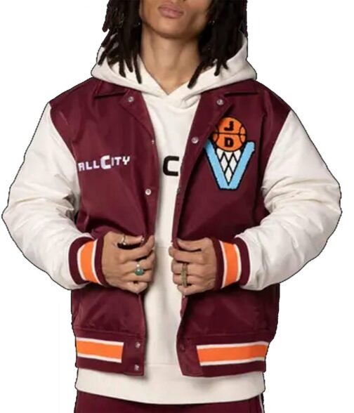Varsity All City Basketball Maroon and White Jacket - Image 3