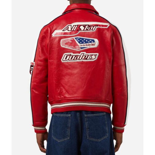 All Star Red Leather Jacket - Image 2
