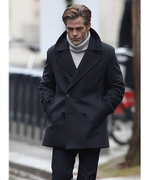 Chris Pine All the Old Knives Wool Peacoat - Image 4