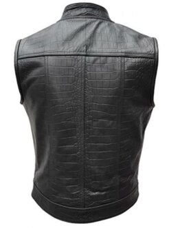 Men’s Motorcycle Alligator Black Leather Vest
