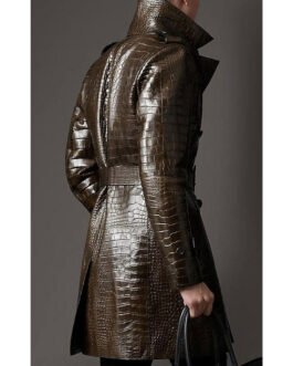 Men’s Double Breasted Alligator Brown Coat