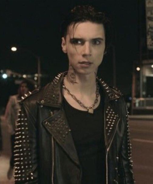 Andy Biersack American Satan Spiked Leather Jacket - Image 11