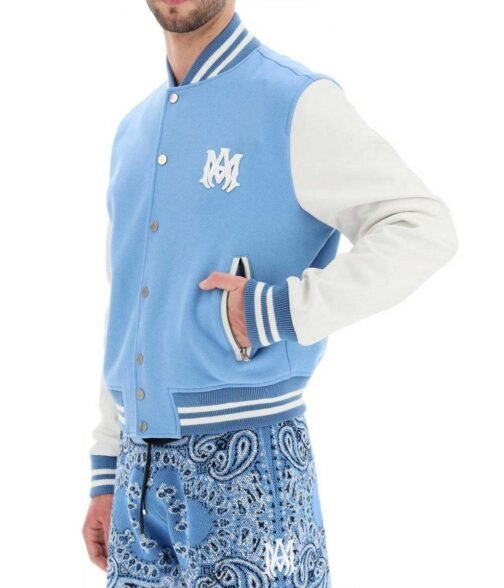Amiri Blue and White Letterman Jacket - Image 4
