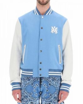 Amiri Blue and White Letterman Jacket
