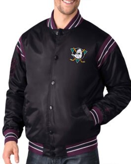 Anaheim Ducks Enforcer Black Satin Jacket