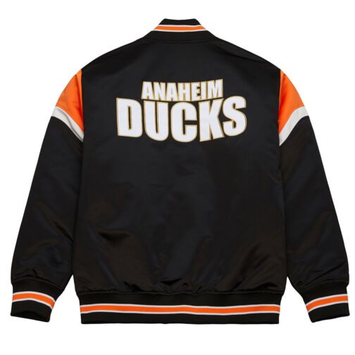 Anaheim Ducks Heavyweight Black Satin Jacket - Image 2