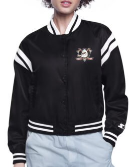 Anaheim Ducks Printed Logo Varsity Satin Jacket