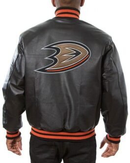 Varsity Anaheim Ducks Black Leather Jacket