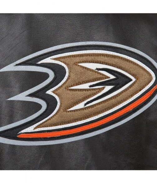 Varsity Anaheim Ducks Black Leather Jacket - Image 3