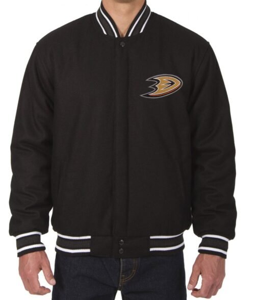 Varsity Anaheim Ducks Black Wool Jacket