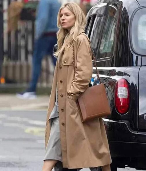 Sienna Miller Anatomy of a Scandal Cotton Beige Coat - Image 2
