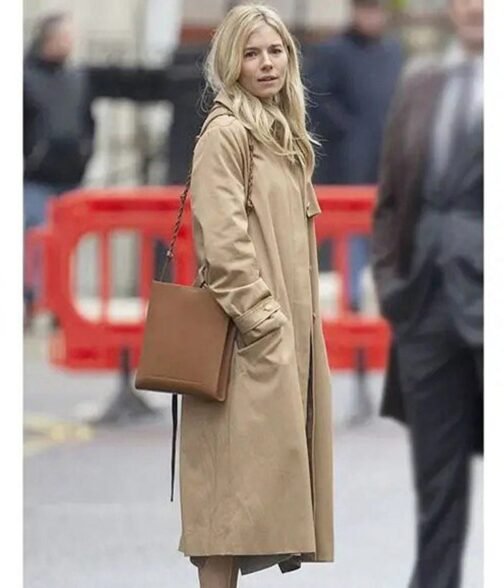 Sienna Miller Anatomy of a Scandal Cotton Beige Coat - Image 4