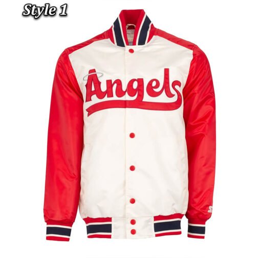 Off White/Red Angeles Angels City Connect Satin Jacket