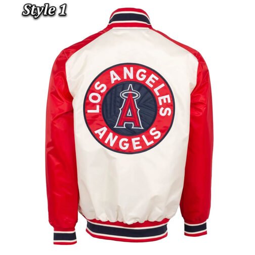 Off White/Red Angeles Angels City Connect Satin Jacket - Image 3