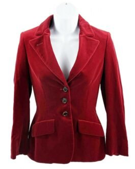 Julia Garner Inventing Anna Velvet Maroon Blazer