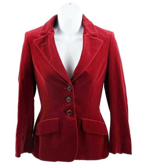 Julia Garner Inventing Anna Velvet Maroon Blazer