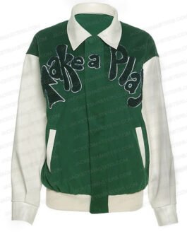 Anne Marie Our Song Letterman Green and White Jacket