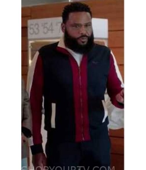 Blackish S08 Dre Andre Johnson Track Burgundy and Black Jacket - Image 6