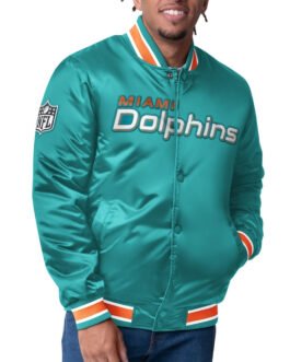 Miami Dolphins Closer Aqua/Orange Satin Jacket
