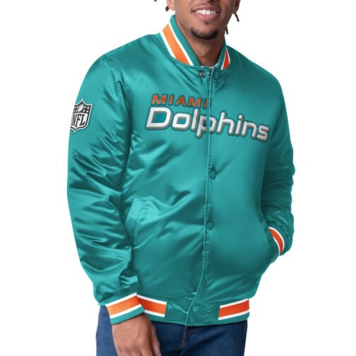Miami Dolphins Closer Aqua/Orange Satin Jacket - Image 2