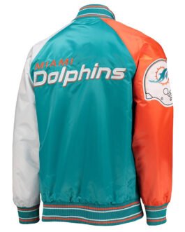 Miami Dolphins The Reliever Aqua Varsity Satin Jacket