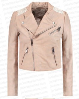 Pretty Little Liars S07 Lucy Hale Beige Leather Jacket