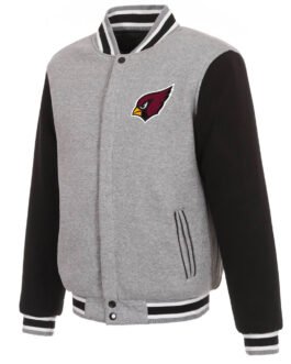 Gray/Black Arizona Cardinals Varsity Wool Jacket