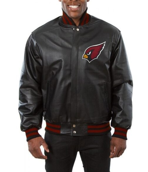 Varsity Arizona Cardinals Black Leather Jacket