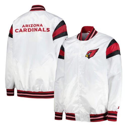 Arizona Cardinals Midweight White Satin Jacket - Image 3