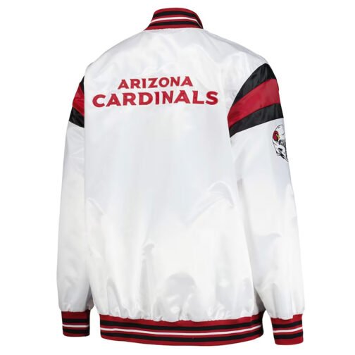 Arizona Cardinals Midweight White Satin Jacket - Image 2