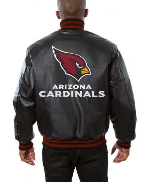 Varsity Arizona Cardinals Black Leather Jacket - Image 2