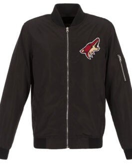Black Arizona Coyotes Lightweight Nylon Bomber Jacket