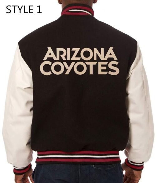 Arizona Coyotes Black and White Varsity Jacket - Image 3