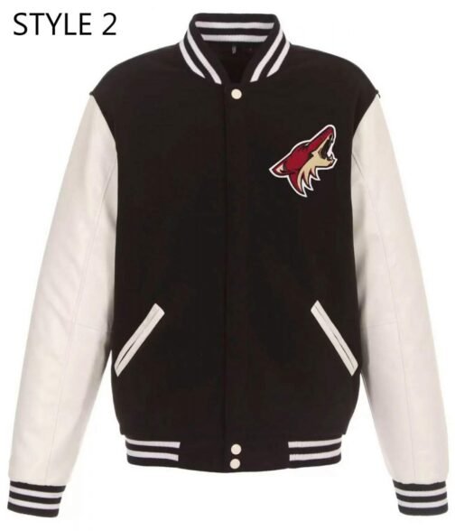 Arizona Coyotes Black and White Varsity Jacket - Image 2