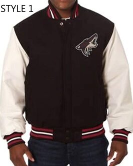 Arizona Coyotes Black and White Varsity Jacket