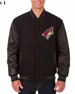 Arizona Coyotes Black Varsity Wool and Leather Jacket