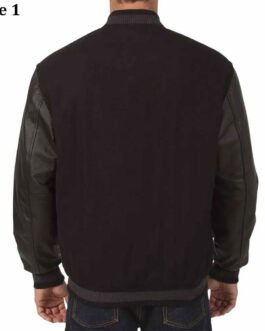 Arizona Coyotes Black Varsity Wool and Leather Jacket