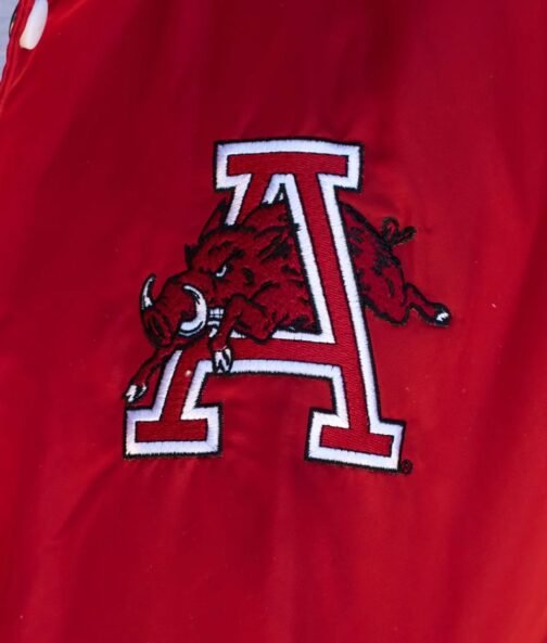 Arkansas Razorbacks Red Retro Bomber Jacket - Image 3