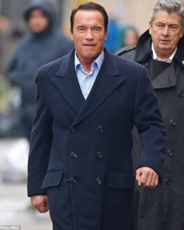 NY City Arnold Schwarzenegger Navy Trench Coat