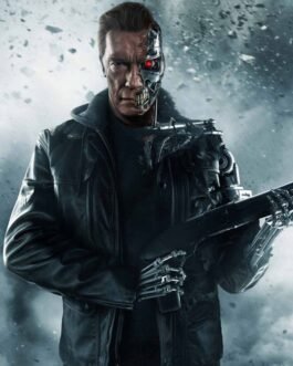 Arnold Terminator 5 Leather Jacket with Hood