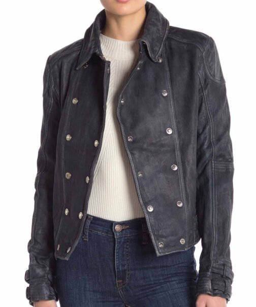 Arrow S07 Juliana Harkavy Double Breasted Leather Jacket - Image 2