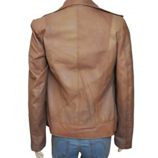 Arrow S04 Katie Cassidy Beige Leather Jacket - Image 3