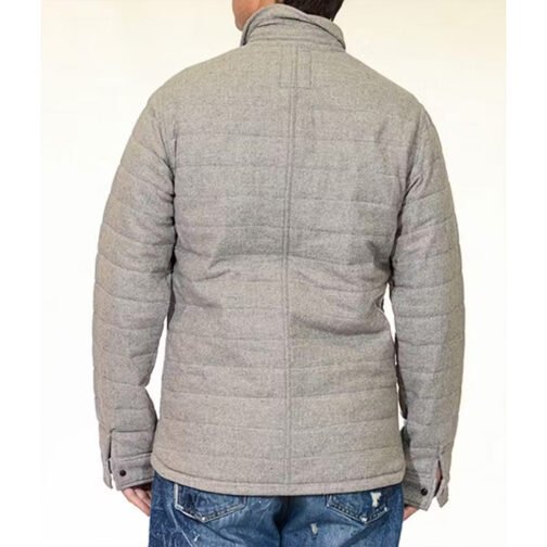 Arrow S04 Stephen Amell Gray Quilted Jacket - Image 3