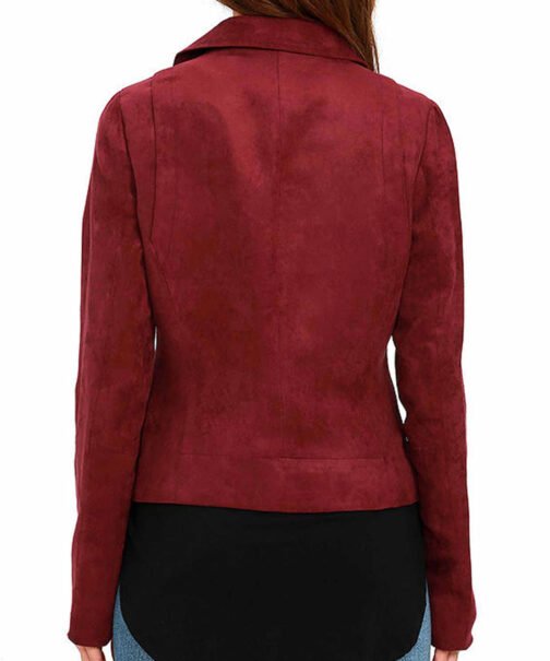 Arrow Willa Holland Biker Red Suede Jacket - Image 4