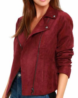 Arrow Willa Holland Biker Red Suede Jacket