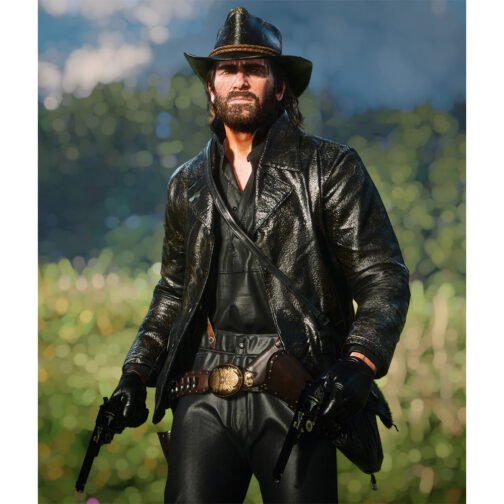 Arthur Morgan RDR2 Black Leather Blazer - Image 2