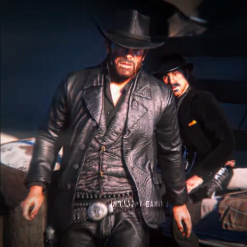 Arthur Morgan RDR2 Black Leather Blazer - Image 5