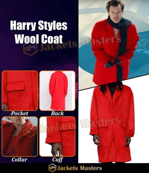 Harry Styles As It Was Red Wool Coat - Image 11